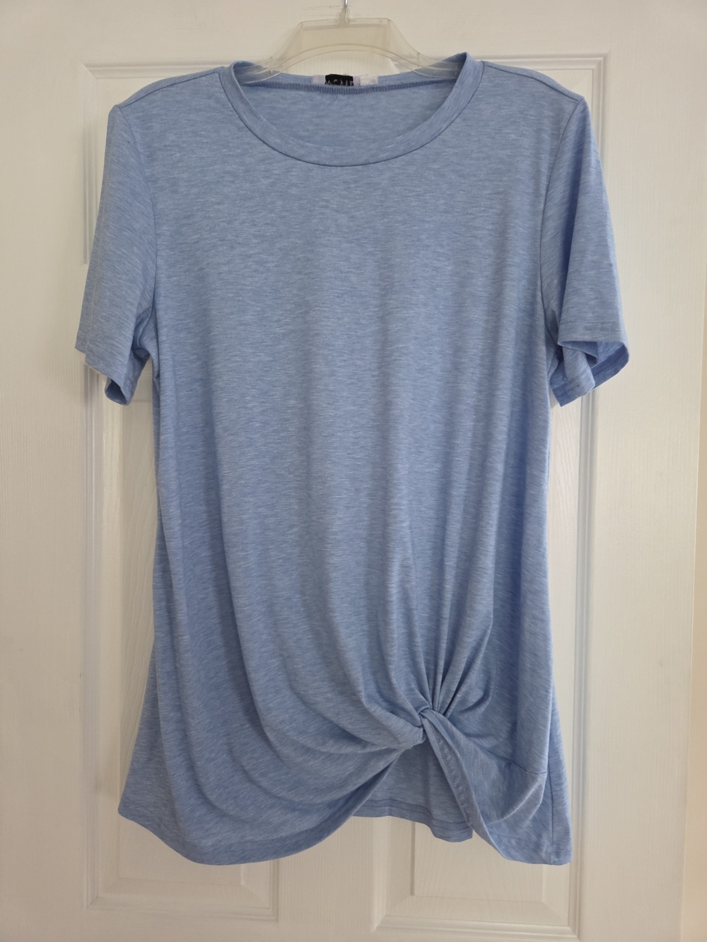 Women's Light Blue Short Sleeve Knot Tee XL Fits Like Large